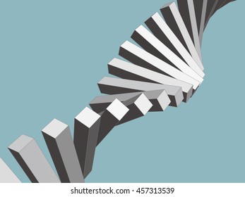 helix shape comprised by rectangles,each object is a complete form, even if it is part of the occlusion.