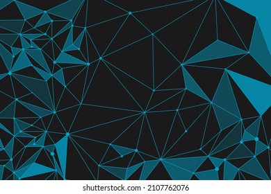 Concepto vectorial del triángulo Helix. Diseño químico con celda de color. Fondo abstracto con línea de plexus azul y conexión de punto.