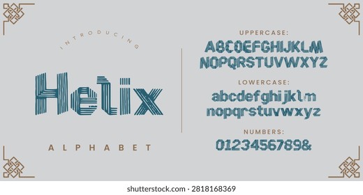 Helix unique striped vector alphabet font design for modern creative graphics and branding