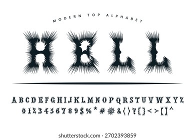 Hell Bar elegante fuente y alfabeto abcd diseño de Vector de fuentes