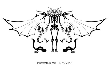 hell bat snakes wings evil skeleton tattoo