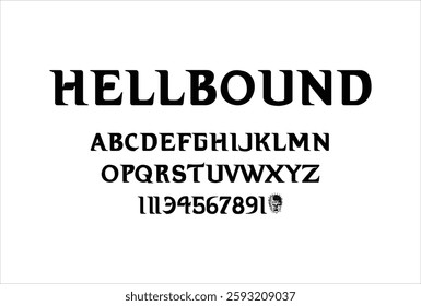 Hell Bound font for logo and headline. Isolated vector typeset