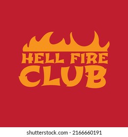 Hell Fire Club Text Badge On Red Background