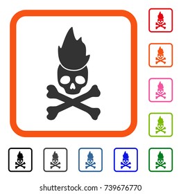 Hell Fire icon. Flat gray iconic symbol in an orange rounded squared frame. Black, gray, green, blue, red, orange color variants of Hell Fire vector. Designed for web and software user interface.
