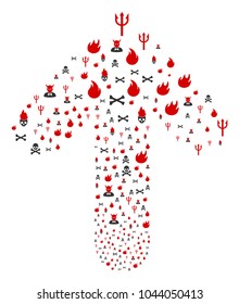 Hell Fire pattern combined in the combination of upwards target arrow. Ahead cursor arrow figure constructed from hell fire symbols.
