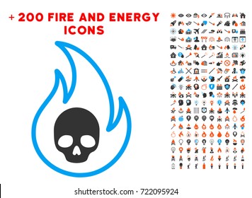 Hell Fire pictograph with bonus fire pictograms. Vector illustration style is flat iconic symbols for web design, application user interface.