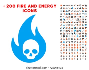 Hell Fire pictograph with bonus power symbols. Vector illustration style is flat iconic symbols for web design, application ui.
