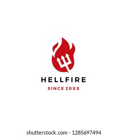 Hell Fire Pitchfork Logo Vector Icon Illustration Download