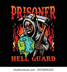 hell guard t shirt logo design illustration