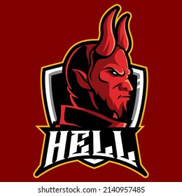 hell mascot logo gaming vector illustration