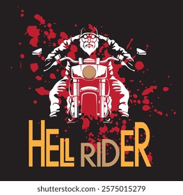 hell rider vector illustration artwork, bike rider rough and tough