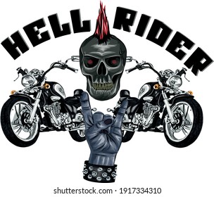 Hell Rider -  vector t shirt design  heavy metal - biker vector art