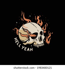 hell skull with fire around