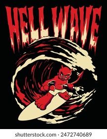 Hell wave Vintage Parody Cartoon Illustration