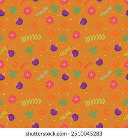 Hellebore Flowers Vector Seamless Pattern in Peach Fuzz Color. Winter Christmas Rose. Lenten rose. Helleborus niger