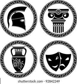 hellenic buttons. stencil. second variant. vector illustration