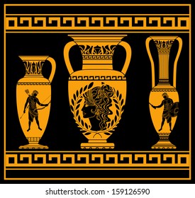 hellenic jugs. second variant. vector illustration