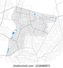 Hellersdorf, Berlin, DEUTSCHLAND, high detail vector map with city boundaries and editable paths. White outlines for main roads. Many smaller paths. Blue shapes and lines for water.