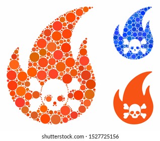 Hellfire composition of small circles in variable sizes and color hues, based on hellfire icon. Vector small circles are composed into blue composition.