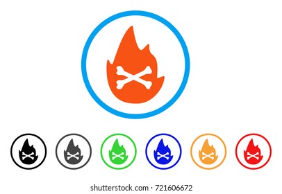 Hellfire Flame rounded icon. Style is a flat hellfire flame orange symbol inside light blue circle with black, gray, green, blue, red, orange variants. Vector designed for web and software interfaces.