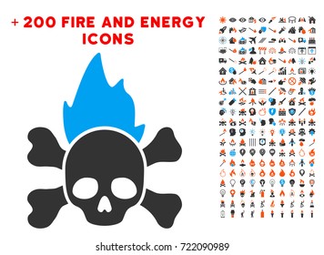 Hellfire pictograph with bonus energy pictograph collection. Vector illustration style is flat iconic elements for web design, app ui.