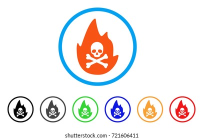 Hellfire rounded icon. Style is a flat hellfire orange symbol inside light blue circle with black, gray, green, blue, red, orange color versions. Vector designed for web and software interfaces.