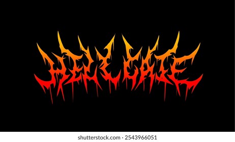 Hellgate, tipografía Vector letras oscuras. Con colores de gradiente de fuego para logotipos, pegatinas, carteles, ropa de impresión de camiseta y más