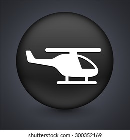 Hellicopter on Black Round Button