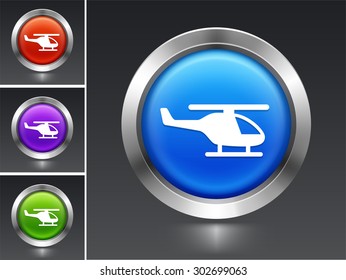 Hellicopter on Blue Round Button