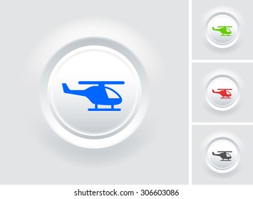 Hellicopter on White Bevel Round Button