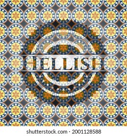 Hellish arabic emblem. Arabesque decoration. 
