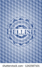 Hellish blue polygonal emblem.