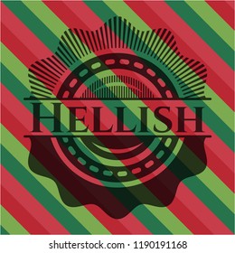 Hellish christmas style emblem.