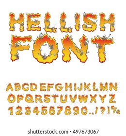 hellish font. inferno ABC. Fire letters. Sinners in hellfire.  Hell Alphabet. Scrape down flame for sins. torture skeletons
