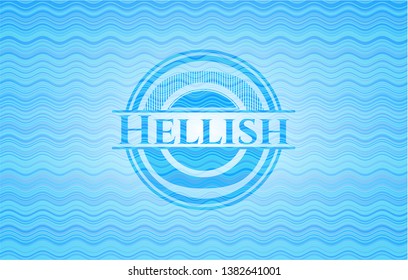 Hellish water style badge. Vector Illustration. Detailed.