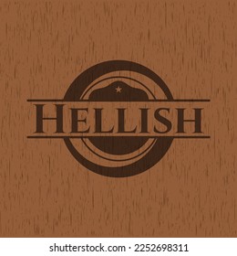 Hellish wood emblem. Vector Illustration. 