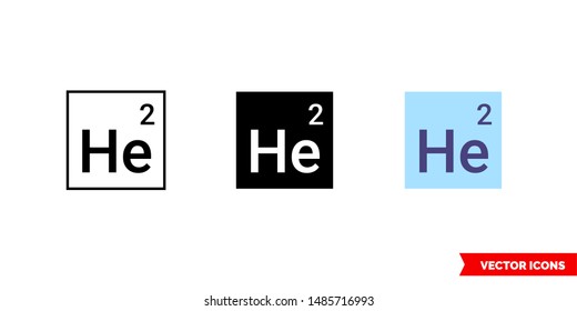 Hellium icon of 3 types: color, black and white, outline. Isolated vector sign symbol.