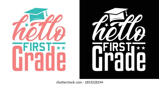 Hello 1st Grade Printable Vector Illustration