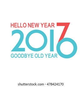  Hello 2017 New year, goodbye 2016 year. vector illustration