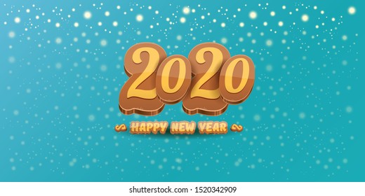 Hello 2020 Happy new year creative horizontal banner design background or greeting card with colorful numbers. 2020 Happy new year label or icon isolated on night sky background with stars and lights