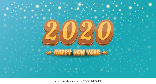 Hello 2020 Happy new year creative horizontal banner design background or greeting card with colorful numbers. 2020 Happy new year label or icon isolated on night sky background with stars and lights