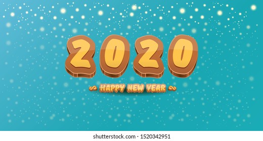 Hello 2020 Happy new year creative horizontal banner design background or greeting card with colorful numbers. 2020 Happy new year label or icon isolated on night sky background with stars and lights