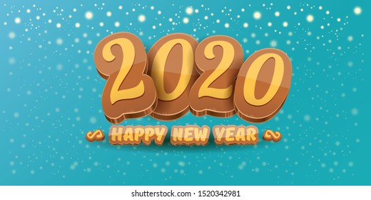 Hello 2020 Happy new year creative horizontal banner design background or greeting card with colorful numbers. 2020 Happy new year label or icon isolated on night sky background with stars and lights