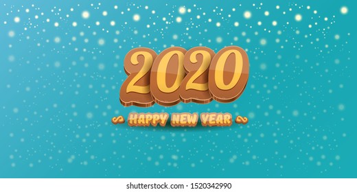 Hello 2020 Happy new year creative horizontal banner design background or greeting card with colorful numbers. 2020 Happy new year label or icon isolated on night sky background with stars and lights