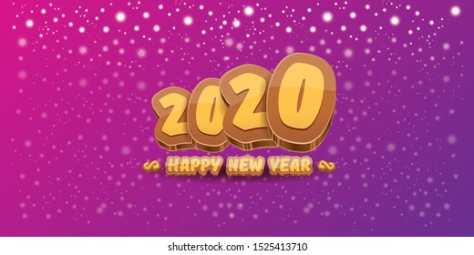 Hello 2020 Happy new year creative horizontal banner design background or greeting card with colorful numbers. 2020 Happy new year label or icon isolated on night sky background with stars and lights