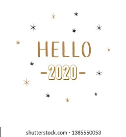 hello 2020 lettering hand drawn vectorMerry Christmas. Hand drawn creative calligraphy and brush pen lettering. design for holiday greeting cards and invitations of the Merry Christmas