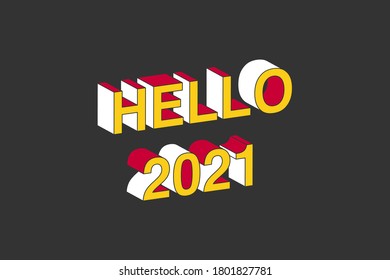 HOLA 2021 con efecto de texto isométrico 3d. 