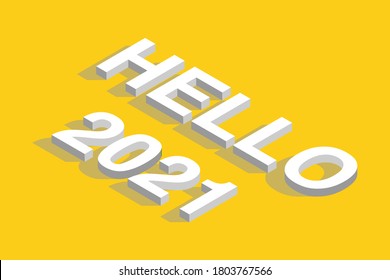 HOLA 2021 con efecto de texto isométrico 3d. 