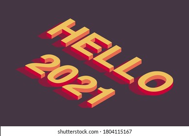 HOLA 2021 con efecto de texto isométrico 3d. 