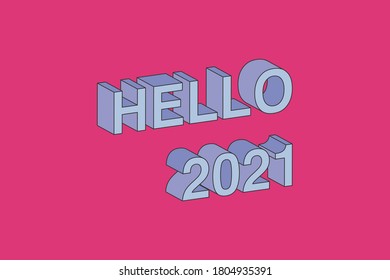 HOLA 2021 con efecto de texto isométrico 3d. 